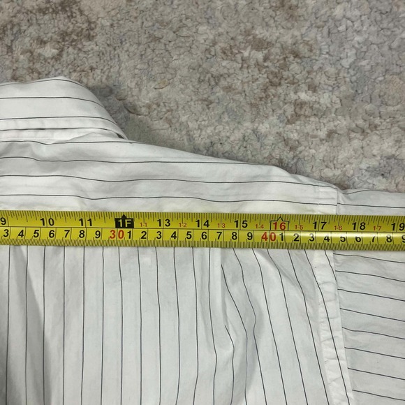 Saks Fifth Avenue Mens White Striped Cotton Broadcloth Dress Shirt 16-33 Vintage - Picture 9 of 13